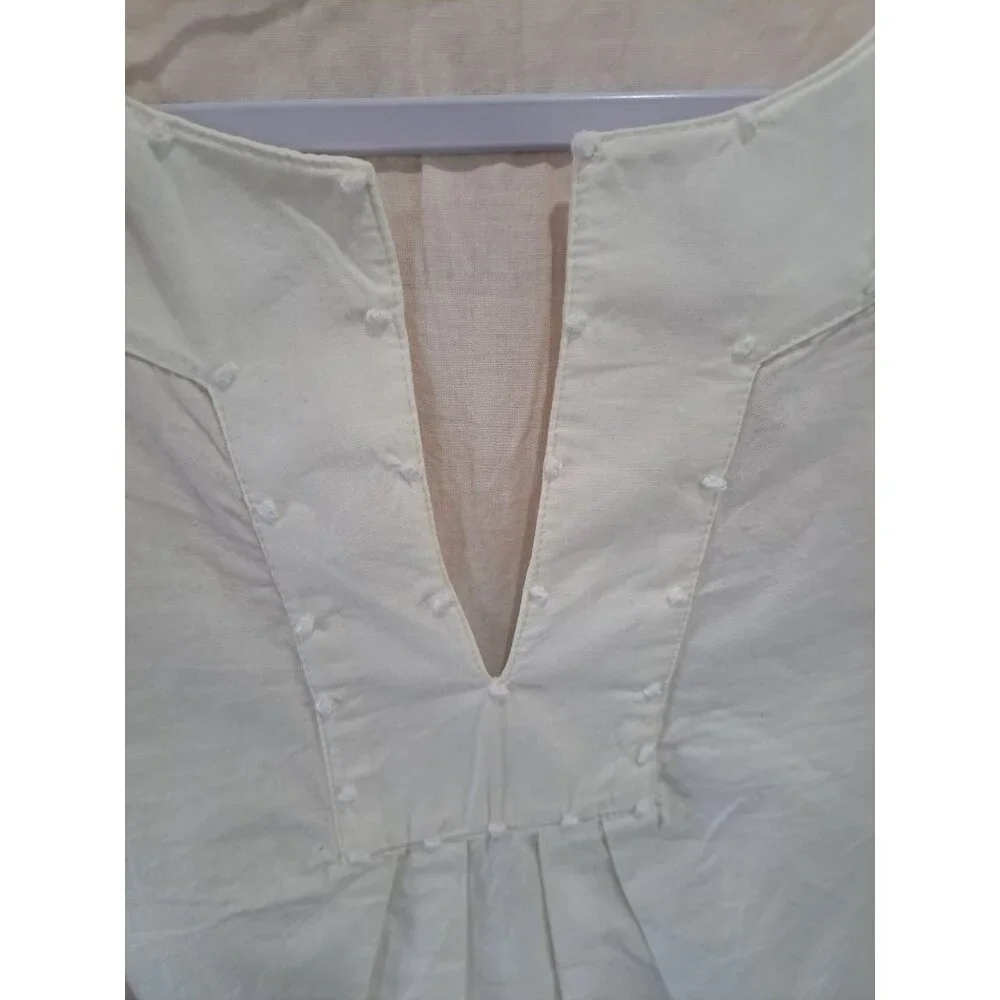 New Frances Valentine White Cotton Poplin Easy Dress  Nubs Lagenlook Pockets M - Picture 6 of 16